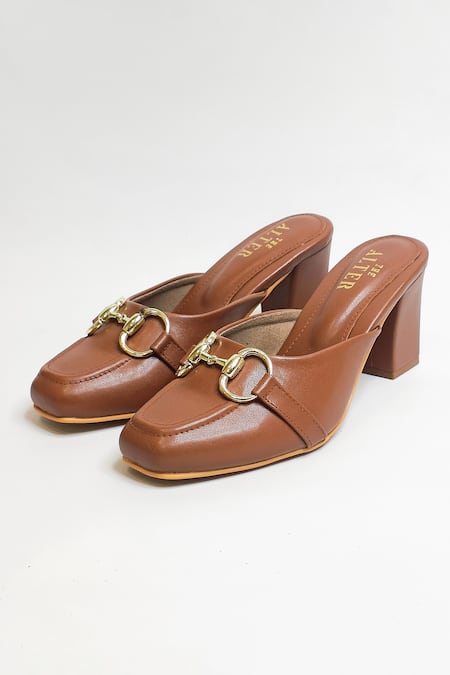 Shop The Alter Brown Alexandra Moccasin Block Heels Shop_The Alter_Brown Alexandra Moccasin Block Heels