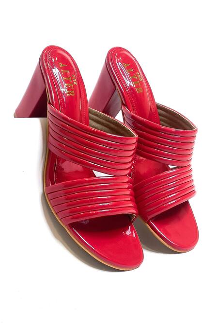 Buy The Alter Red Faux Leather Block Heels Buy_The Alter_Red Faux Leather Block Heels