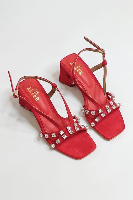 THE ALTER Marina Strap Embellished Block Heels 