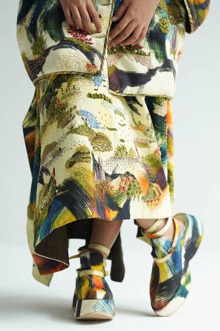 Til Multi Color Cotton Embroidery Dreamscape Skirt Online at Aza Fashions Til_Multi Color Cotton Embroidery Dreamscape Skirt _Online_at_Aza_Fashions