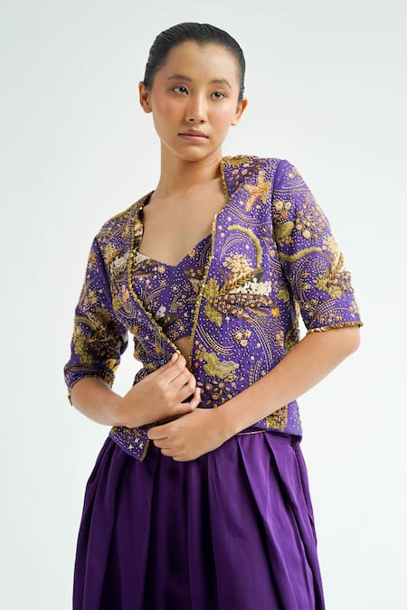 Til Purple Cotton Embroidery Amethyst Bralette