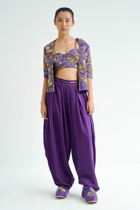 Shop Til Purple Cotton Embroidery Amethyst Bralette at Aza Fashions Shop_Til_Purple Cotton Embroidery Amethyst Bralette _at_Aza_Fashions