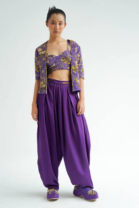 Shop Til Purple Cotton Embroidery Amethyst Bralette Online at Aza Fashions Shop_Til_Purple Cotton Embroidery Amethyst Bralette _Online_at_Aza_Fashions