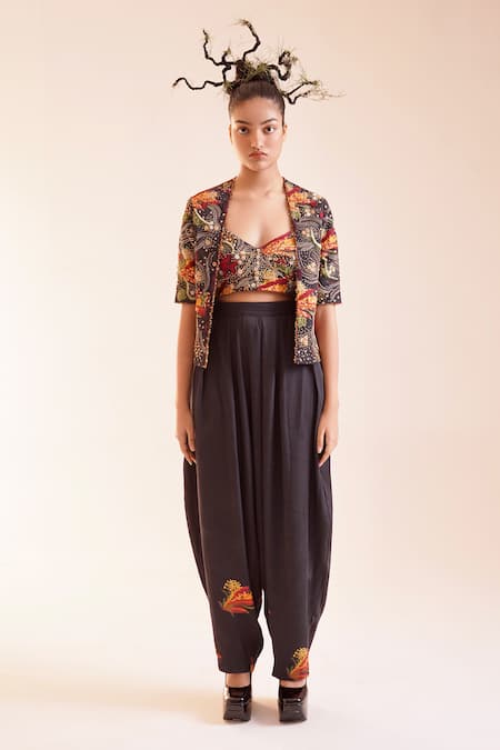 Til Black Cotton Embroidery Nero Bralette