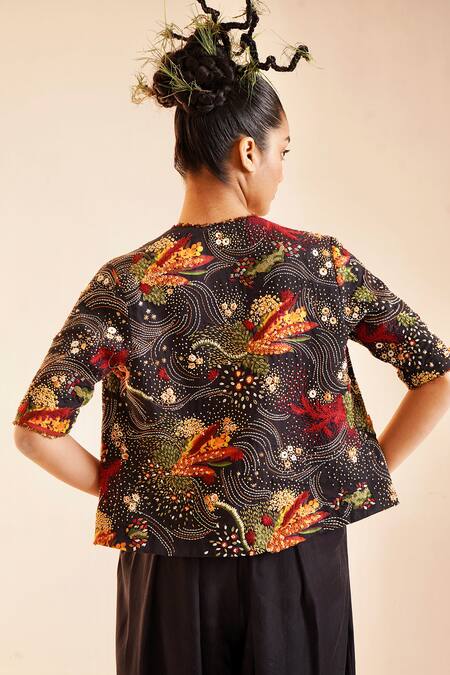 Shop Til Black Cotton Embroidery Nero Bralette at Aza Fashions Shop_Til_Black Cotton Embroidery Nero Bralette _at_Aza_Fashions