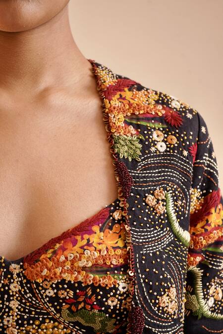 Til Black Cotton Embroidery Nero Bralette Online at Aza Fashions Til_Black Cotton Embroidery Nero Bralette _Online_at_Aza_Fashions