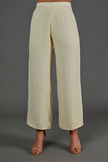 Blue Lotus Design Ivory Georgette Round Neck Colour Block Panel Top With Pant Online at Aza Fashions Blue Lotus Design_Ivory Georgette Round Neck Colour Block Panel Top With Pant _Online_at_Aza_Fashions