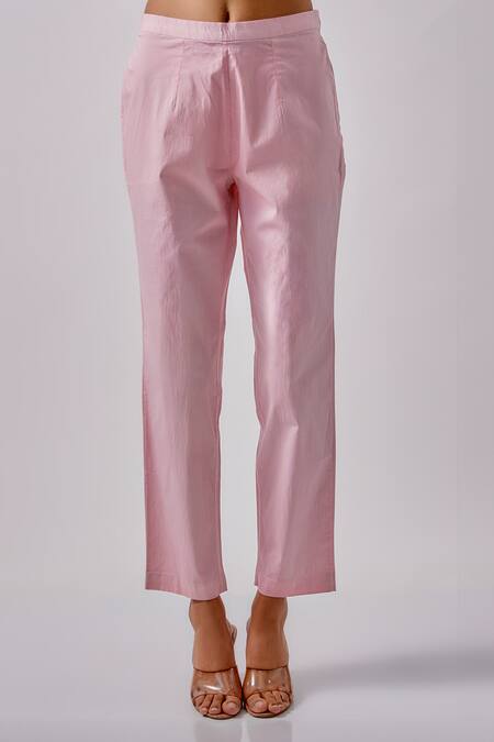 Buy Blue Lotus Design Pink Crepe Tassels V-neck Asymmetric Kaftan With Pant Online at Aza Fashions Buy_Blue Lotus Design_Pink Crepe Tassels V-neck Asymmetric Kaftan With Pant _Online_at_Aza_Fashions