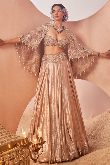 Sachkiran Bimbra Ambrosia Embroidered Cape Lehenga Set 