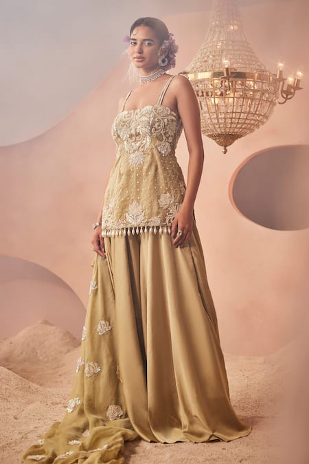 Sachkiran Bimbra Padma Bloom Embroidered Kurta Sharara Set 