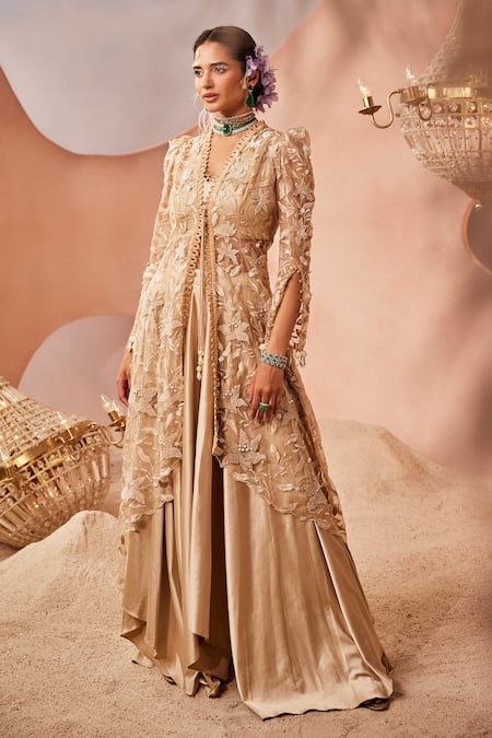 Sachkiran Bimbra Lily Fleur Embroidered Jacket Lehenga Set 