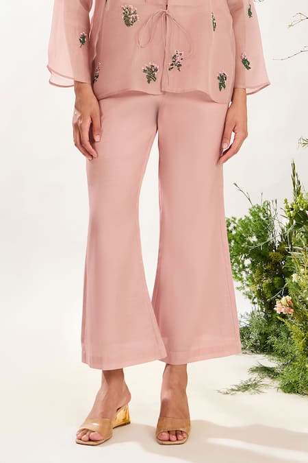 Shop Meadow Pink Silk, Cotton, Organza Embroidery Collared Floral Hand Jacket Online at Aza Fashions Shop_Meadow_Pink Silk, Cotton, Organza Embroidery Collared Floral Hand Jacket _Online_at_Aza_Fashions