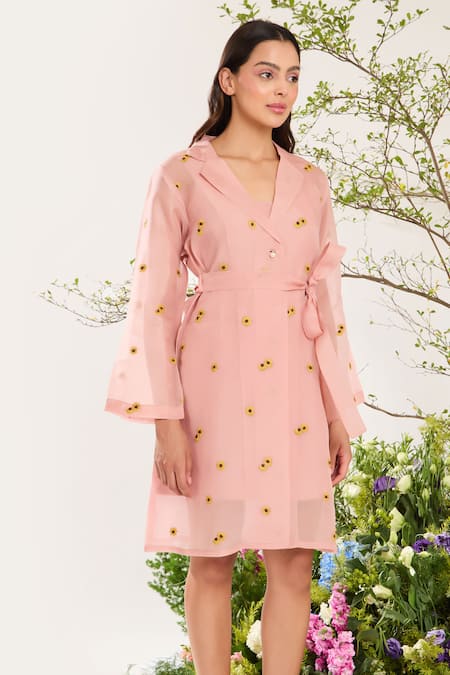 Meadow Floral Hand Embroidered Coat Dress 