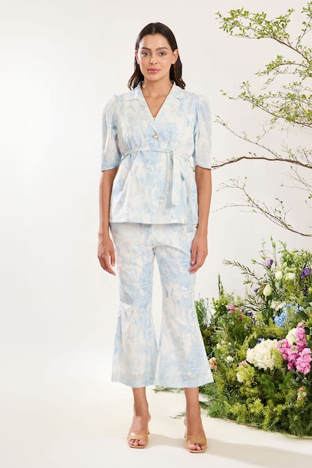 Meadow Toile De Jouy Print Jacket With Belt 