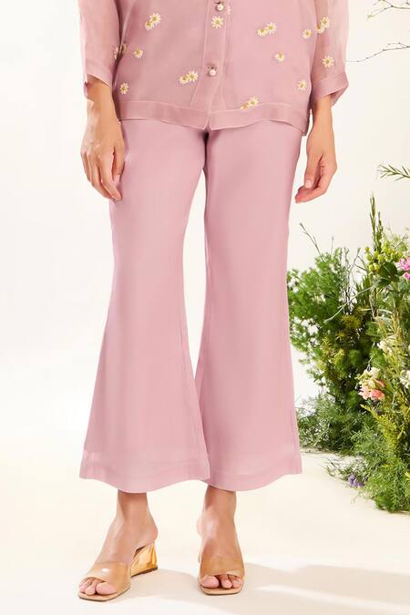 Buy Meadow Purple Silk Organza, Silk, Cotton Embroidery Collared Daisy Pant Set Online at Aza Fashions Buy_Meadow_Purple Silk Organza, Silk, Cotton Embroidery Collared Daisy Pant Set _Online_at_Aza_Fashions