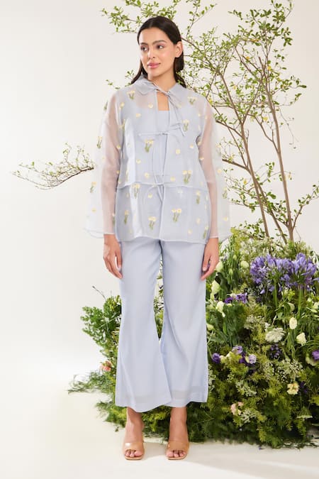 Meadow Daisy Embroidered Jacket Pant Set 