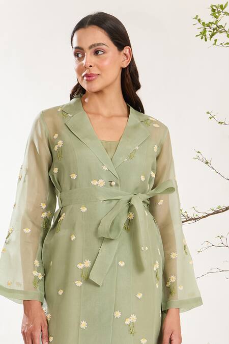 Buy Meadow Green Silk, Cotton, Organza Embroidery Collared Floral Hand Short Dress Online at Aza Fashions Buy_Meadow_Green Silk, Cotton, Organza Embroidery Collared Floral Hand Short Dress _Online_at_Aza_Fashions