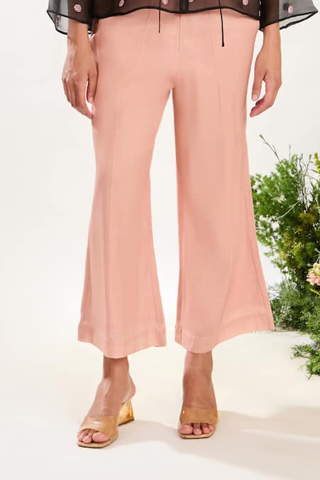 Shop_Meadow_Black Silk Organza, Silk, Cotton Embroidery Sheer Floral Hand Jacket Pant Set _Online_at_Aza_Fashions