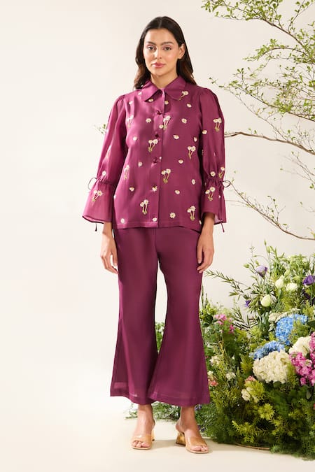 Meadow Floral Hand Embroidered Shirt Pant Set 