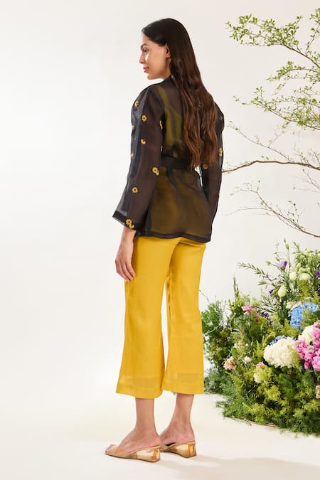 Meadow Contrast Hand Embroidered Jacket Pant Set 