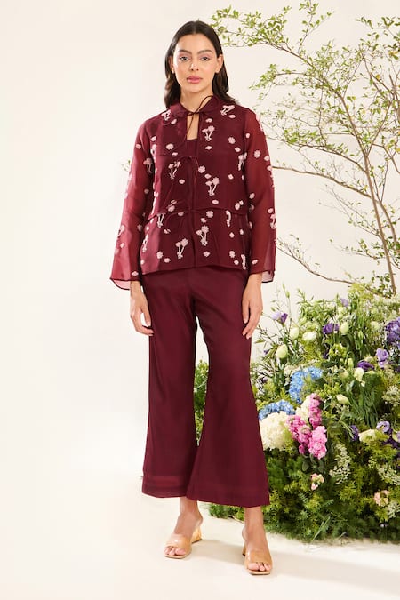 Meadow Floret Embroidered Jacket With Inner Top 