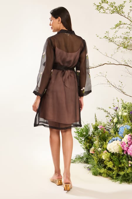 Meadow Floweret Embroidered Coat Dress Set 