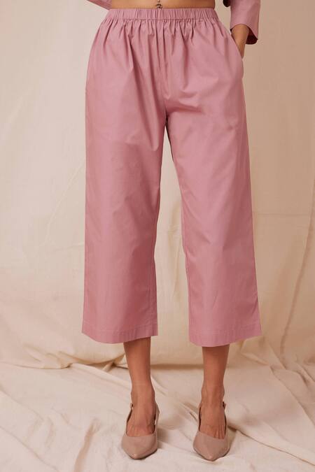 The Summer House Pink Cotton Round Neck Natsu Solid Tunic And Pant Co-ord Set at Aza Fashions The Summer House_Pink Cotton Round Neck Natsu Solid Tunic And Pant Co-ord Set_at_Aza_Fashions