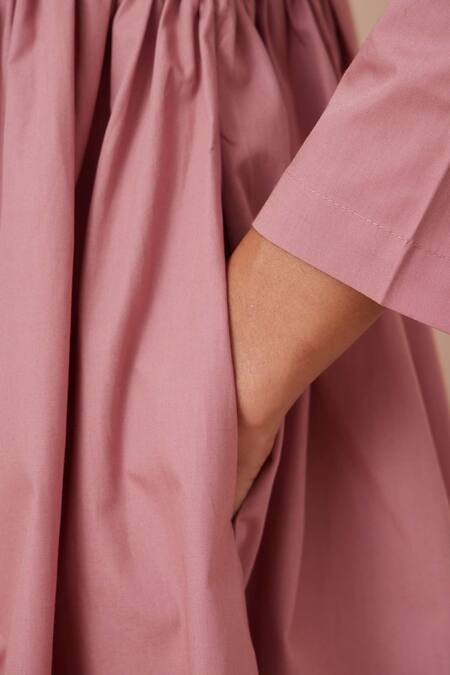 Buy The Summer House Pink Cotton Round Neck Natsu Solid Tunic And Pant Co-ord Set Buy_The Summer House_Pink Cotton Round Neck Natsu Solid Tunic And Pant Co-ord Set