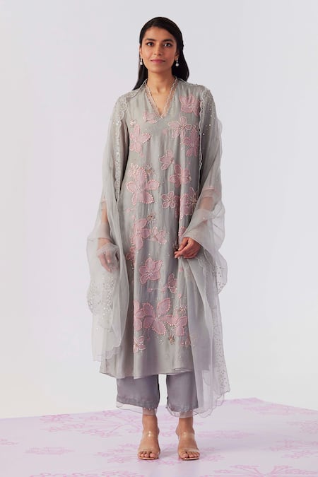 One Not Two Sequin Beads Embroidered Kurta With Pant 