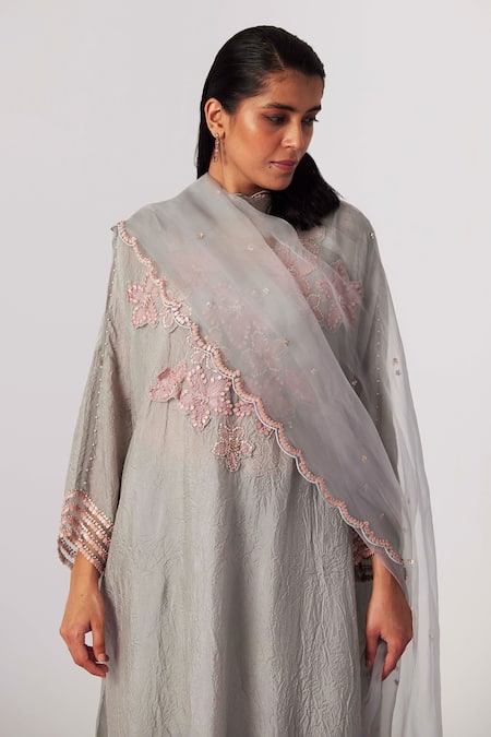 One Not Two Embroidered A-line Kurta & Pant Set 