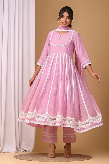 Gulabik Jaipur Chanderi Kalidaar Anarkali & Pant Set 