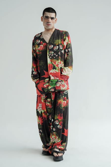 TIL Florid Print Cotton Jacket & Pant Set 