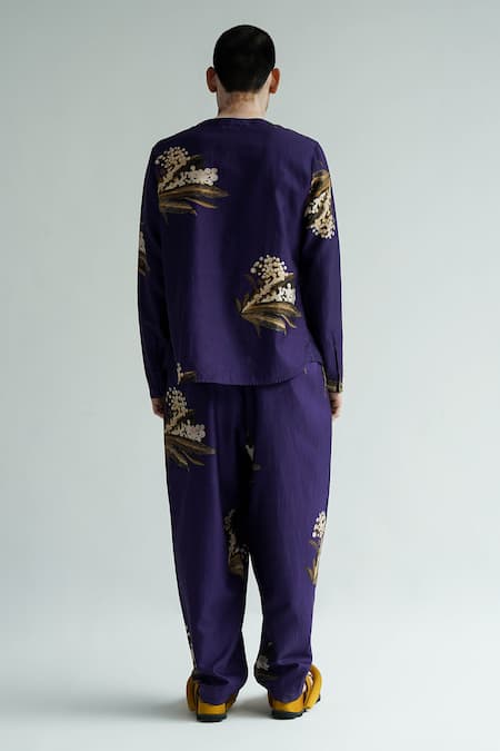 Shop_TIL_Purple Chanderi Digital Firefly Amethyst _at_Aza_Fashions