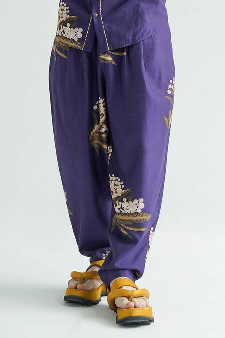 TIL_Purple Chanderi Digital Firefly Amethyst _Online_at_Aza_Fashions