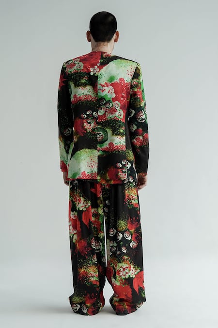 Shop_Til_Red Cotton Florid Print Jacket _at_Aza_Fashions