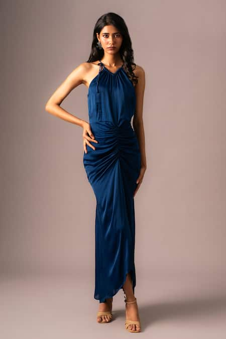 Vanshika Agarwal Label Yana Halter Neck Draped Dress 