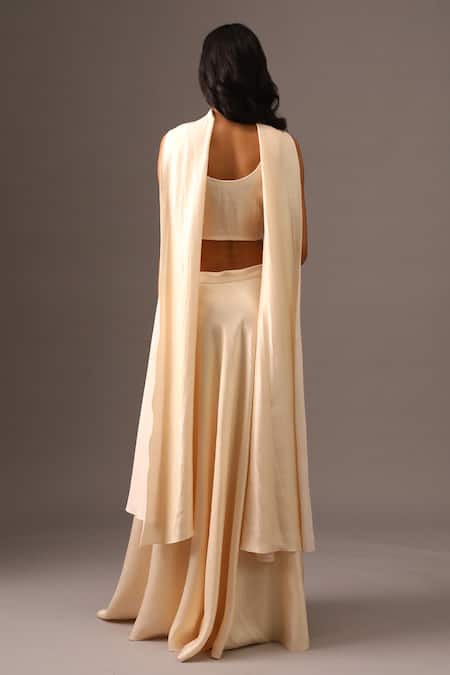 Vanshika Agarwal Label Ivory Sequin Embroidered Top & Skirt Set 