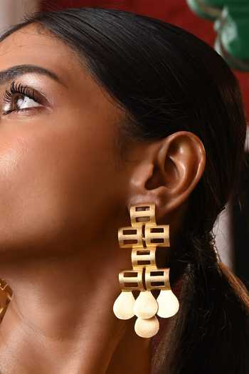 Buy_Zaza By Somya_Gold Plated Nature Whisper Earrings _Online_at_Aza_Fashions