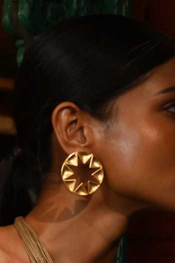 Zaza By Somya_Gold Plated Stellar Elegance Studs _Online_at_Aza_Fashions