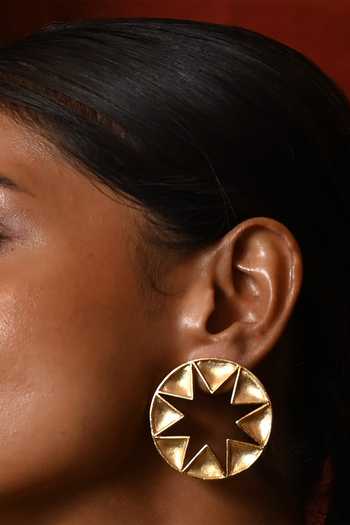 Buy_Zaza By Somya_Gold Plated Stellar Elegance Studs _Online_at_Aza_Fashions