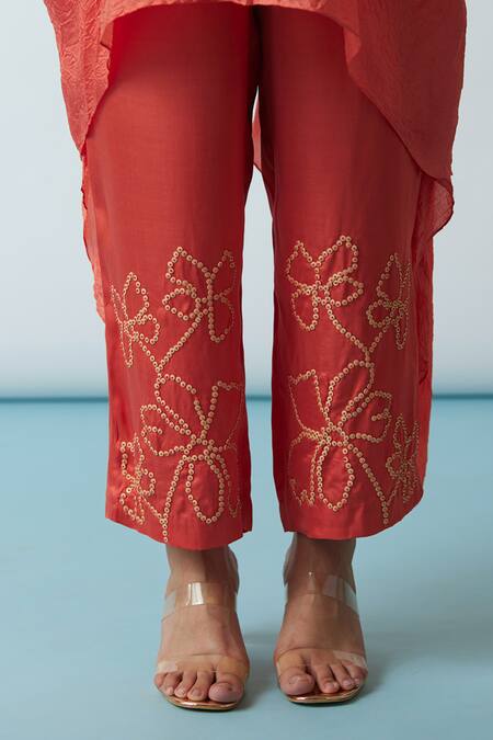 Shop One Not Two Orange Viscose, Silk, Modal, Satin Embroidery, Sequins, Beads Kaftan And Pant Set Online at Aza Fashions Shop_One Not Two_Orange Viscose, Silk, Modal, Satin Embroidery, Sequins, Beads Kaftan And Pant Set _Online_at_Aza_Fashions