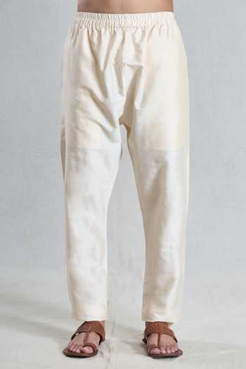 Arihant Rai Sinha_Cream Kota Doria Embroidery Wave Textured Kurta With Pyjama Pant_at_Aza_Fashions