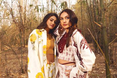 Akashi Clothing_Yellow Cotton Embroidery Open Neck Sunflower Print Long Jacket _at_Aza_Fashions