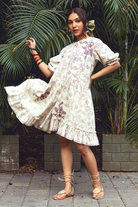 Akashi Clothing Red Cotton Embroidery Round Neck Hibiscus Print Breeze Dress Online at Aza Fashions Akashi Clothing_Red Cotton Embroidery Round Neck Hibiscus Print Breeze Dress _Online_at_Aza_Fashions