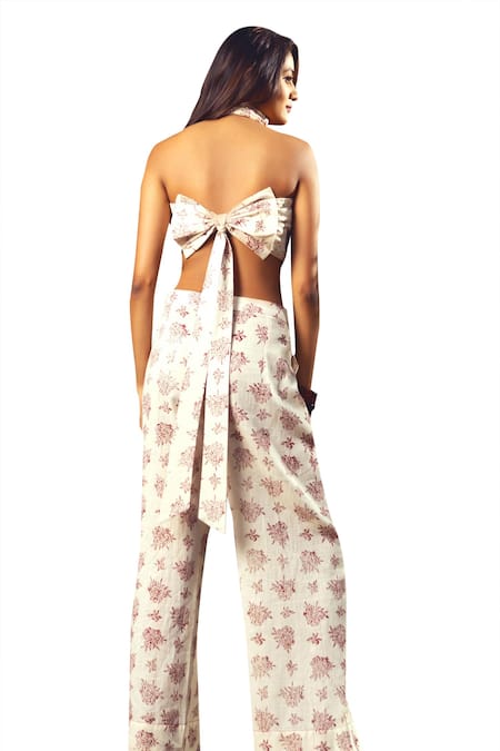 Buy Akashi Clothing Red Cotton Embroidery Square Neck Vintage Rose Top With Pant Buy_Akashi Clothing_Red Cotton Embroidery Square Neck Vintage Rose Top With Pant