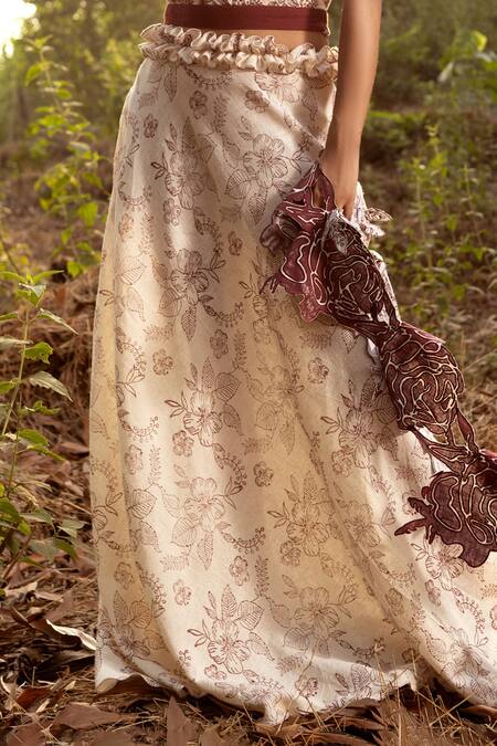 Shop Akashi Clothing Red Cotton Embroidery Boat Neck Scarlet Top With Long Skirt Online at Aza Fashions Shop_Akashi Clothing_Red Cotton Embroidery Boat Neck Scarlet Top With Long Skirt _Online_at_Aza_Fashions