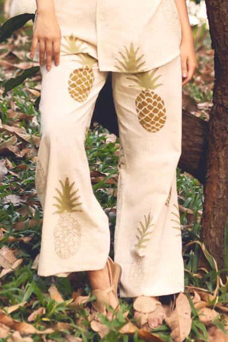 Buy Akashi Clothing Green Cotton Collared Tropical Pineapple Print Shirt With Pant Online at Aza Fashions Buy_Akashi Clothing_Green Cotton Collared Tropical Pineapple Print Shirt With Pant _Online_at_Aza_Fashions