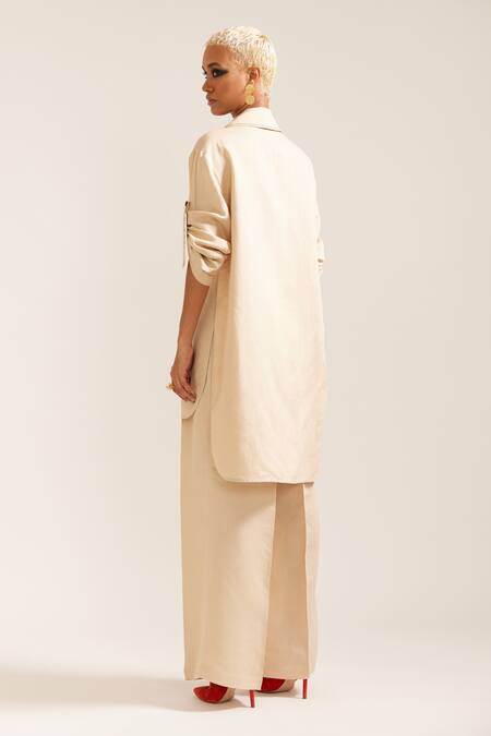 Mini Sondhi Paint Stain Embroidered Oversized Blazer With Pant 