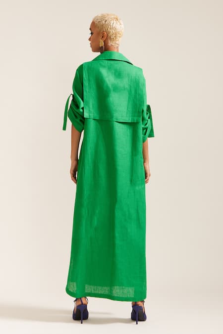 Mini Sondhi Embroidered Oversized Double Breasted Dress 