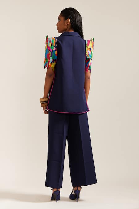 Mini Sondhi Hand Embroidered Cropped Jacket With Pant 
